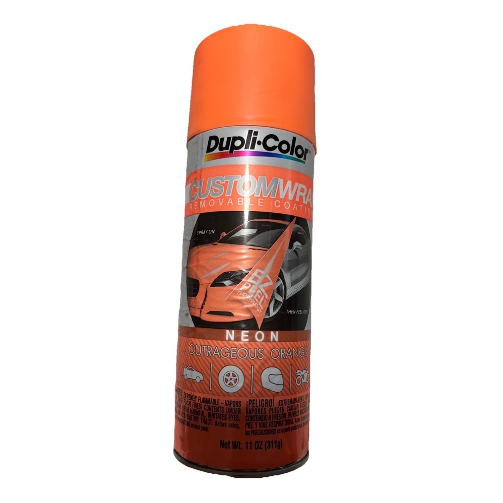 Dupli-Color Custom Wrap 11oz Peelable Spray Paint – Neon Outrageous Orange – New
